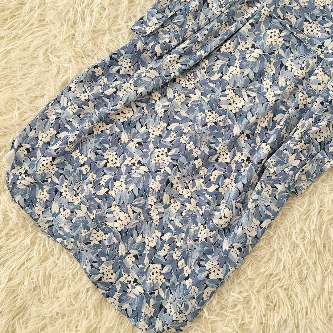 サイズ4 ローレンラルフローレン✨花柄 シャツワンピース ベルト 水色