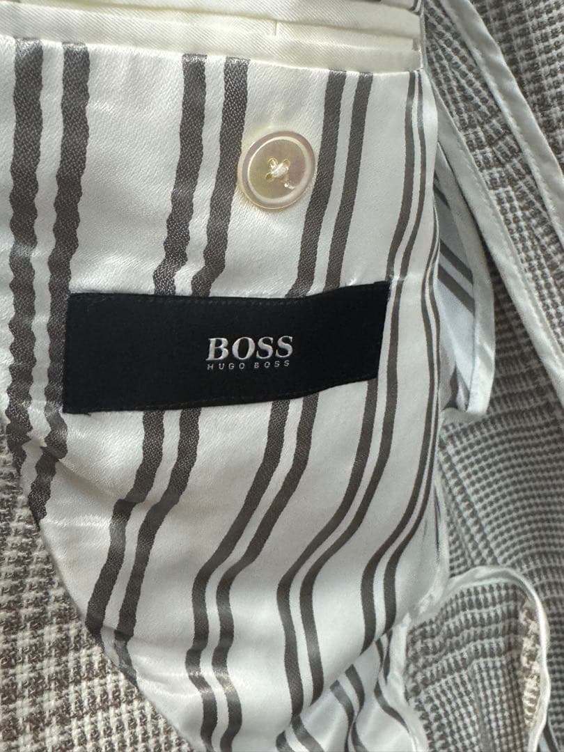 HUGO BOSS BOSS テーラードジャケット チェック柄 グレー系 メンズ