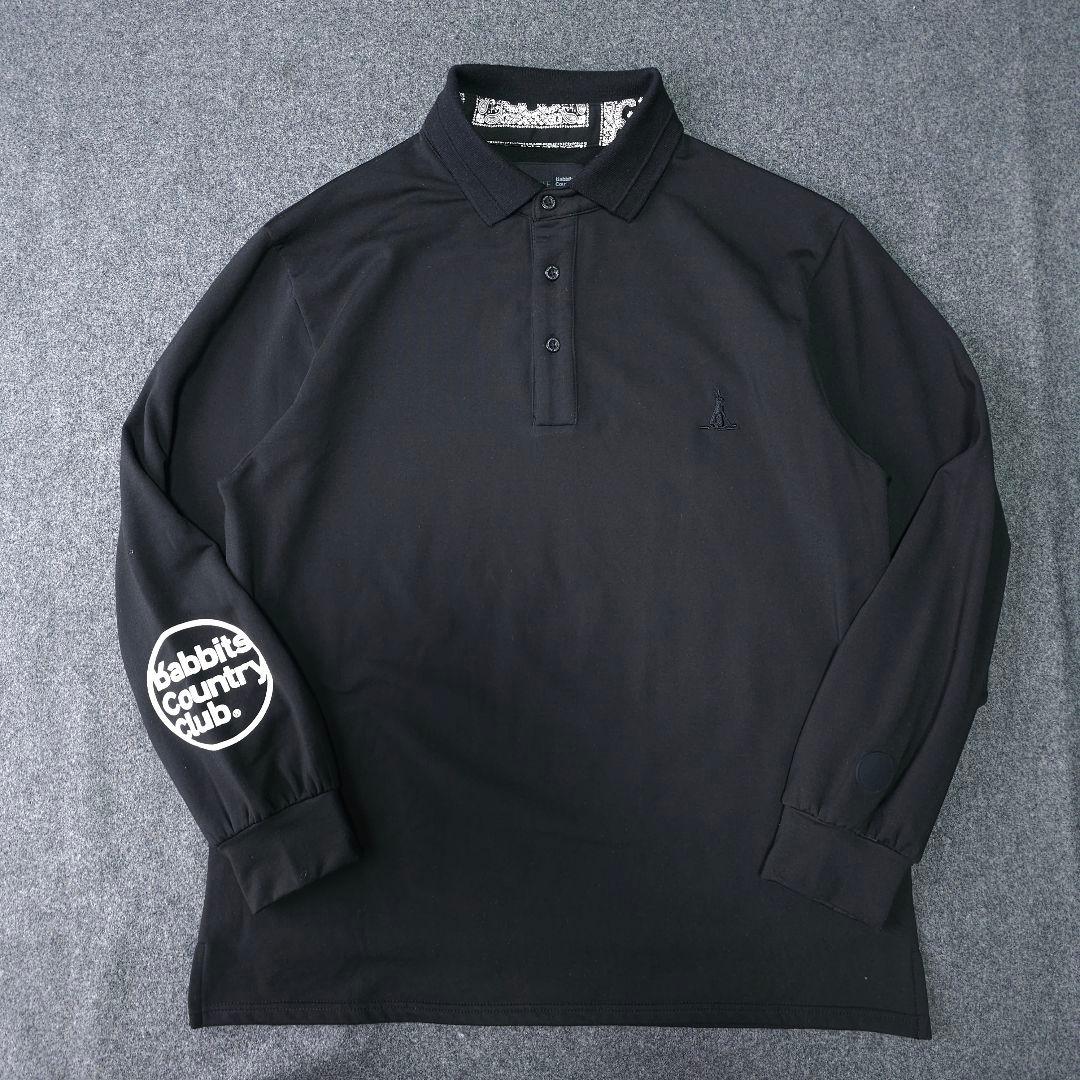 FR2GOLF ビッグロゴマーク 長袖ゴルフポロシャツ 黒 M Lサイズ相当