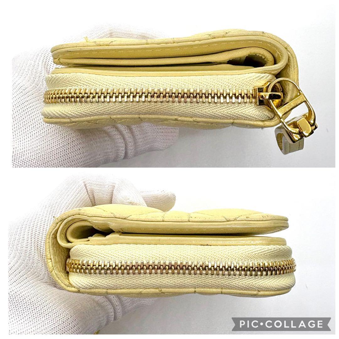 Dior 二つ折り財布 スカーレットウォレット イエロー カナージュ カロ