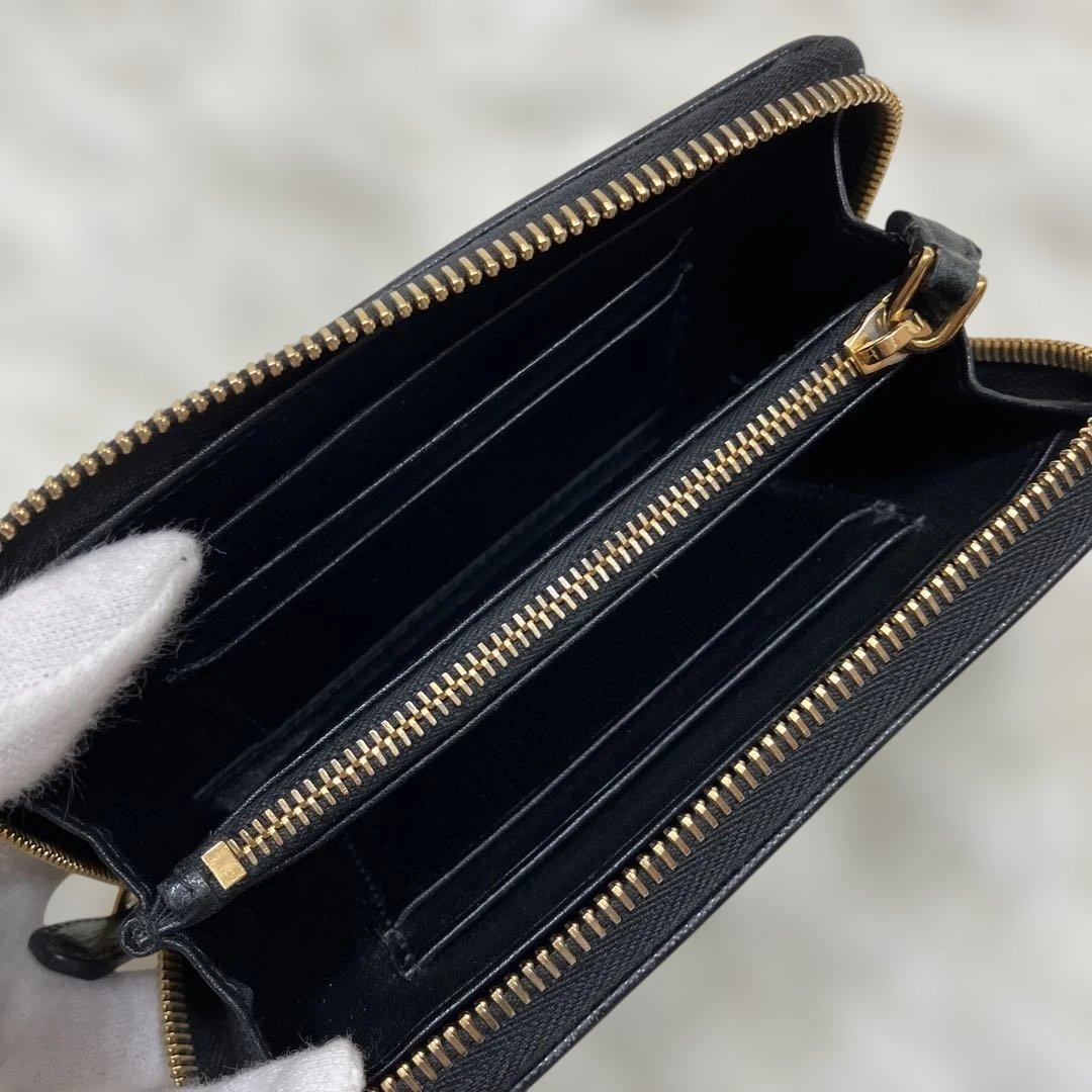 極美品 プラダ ヴィッテロムーブ 二つ折り財布　ラウンドジップ ブラック
