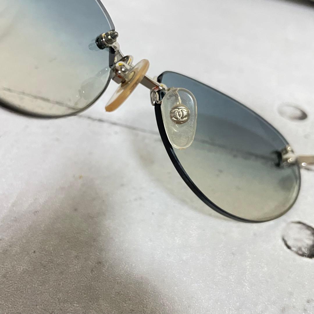 CHANEL 4013 リムレス サングラス ココマーク ブルーグラデーション