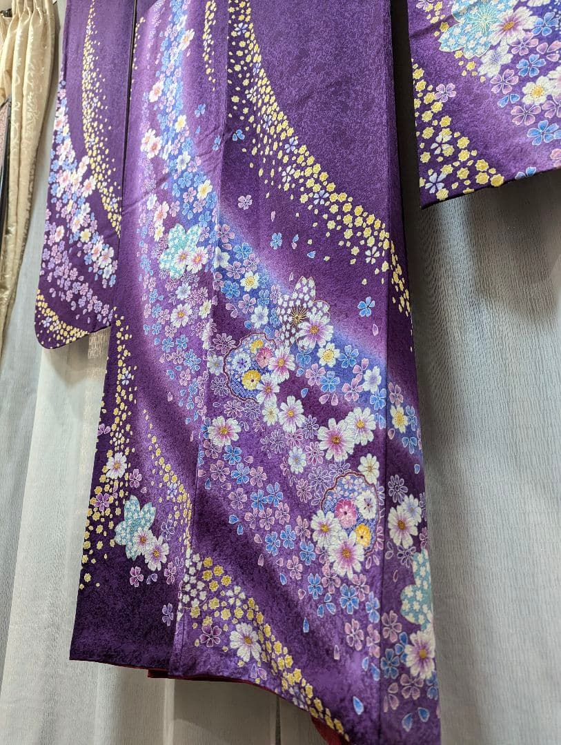 【美品】　正絹振袖　フルセット+小物・草履・バック・フェザーショール付　即発送可