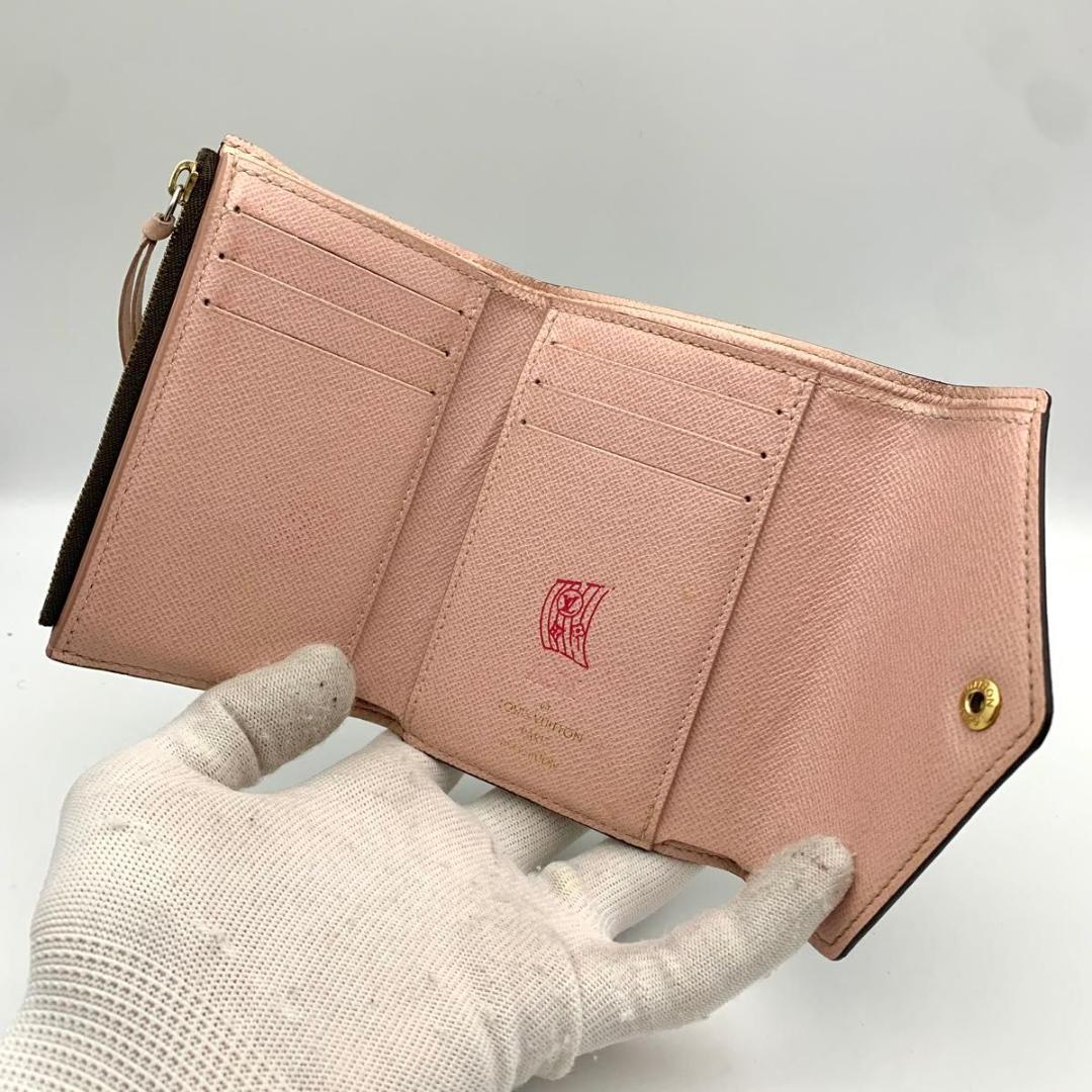 鑑定済み ルイヴィトン ポルトフォイユ ヴィクトリーヌ 財布 コンパクト ピンク
