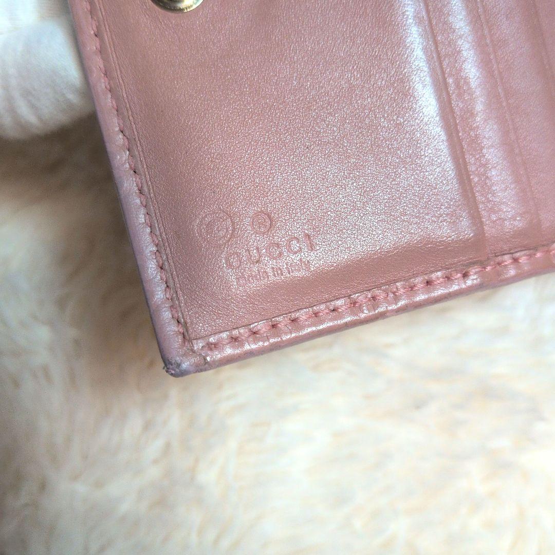 GUCCI グッチ 二つ折り財布 マイクログッチシマ ミニウォレット ピンク
