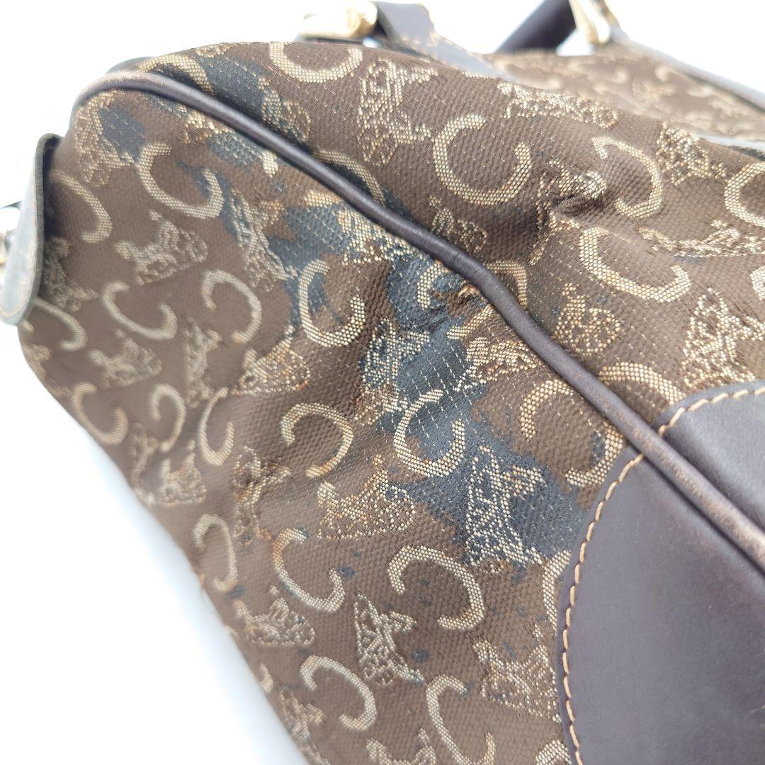 CELINE ボストンバッグ Cマカダム柄 馬車 ブラウン セリーヌ