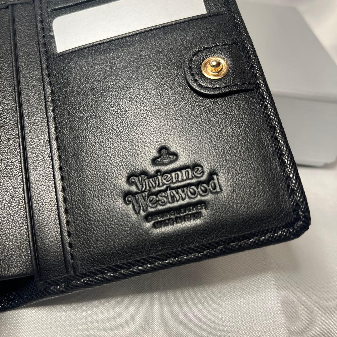 新品 Vivienne Westwood 黒 蝶々留め 二つ折り財布 レア