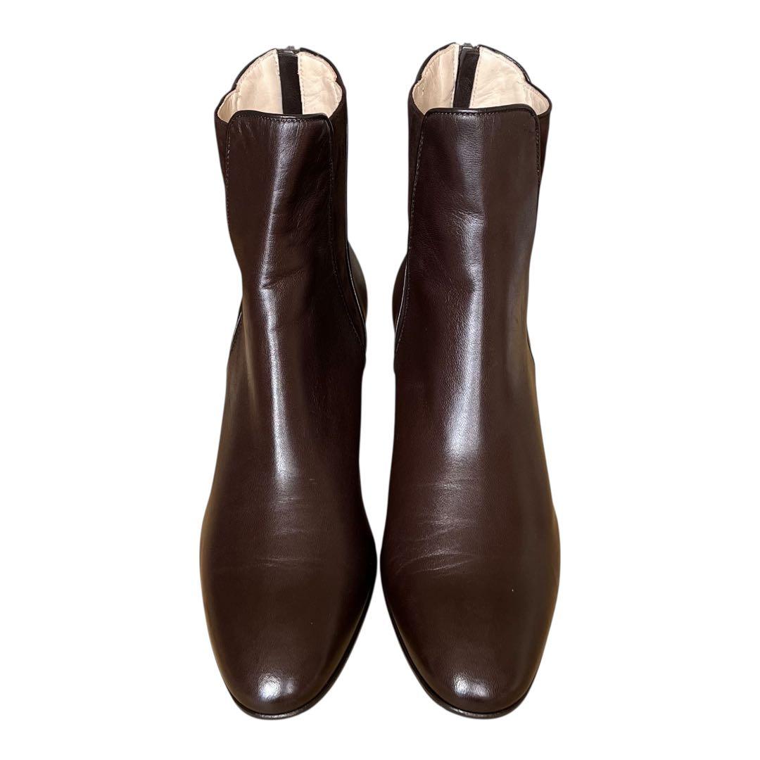 希少/極美品 タニノクリスチー 36 レザー バックジップ サイドゴアブーツ 茶