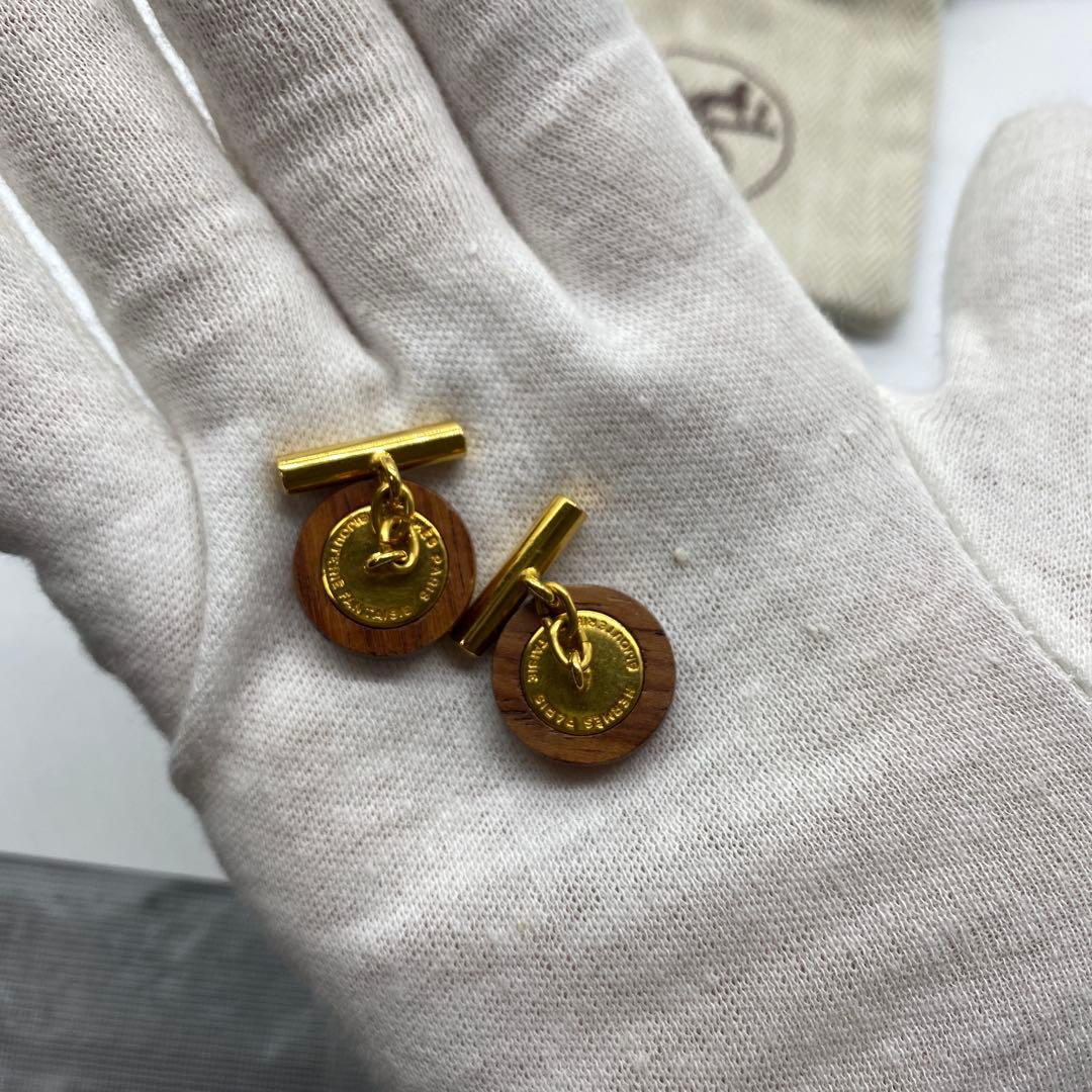 エルメス カフス セリエ ウッド ゴールド HERMES カフリンクス 希少