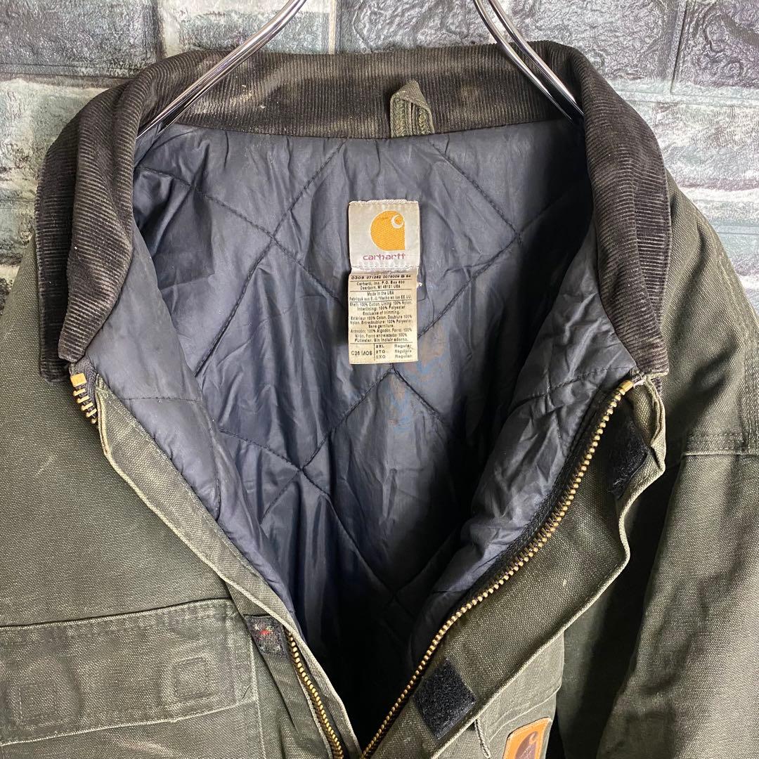 カーハート トラディショナルコート C26 モスグリーン 2XL フェード 古着