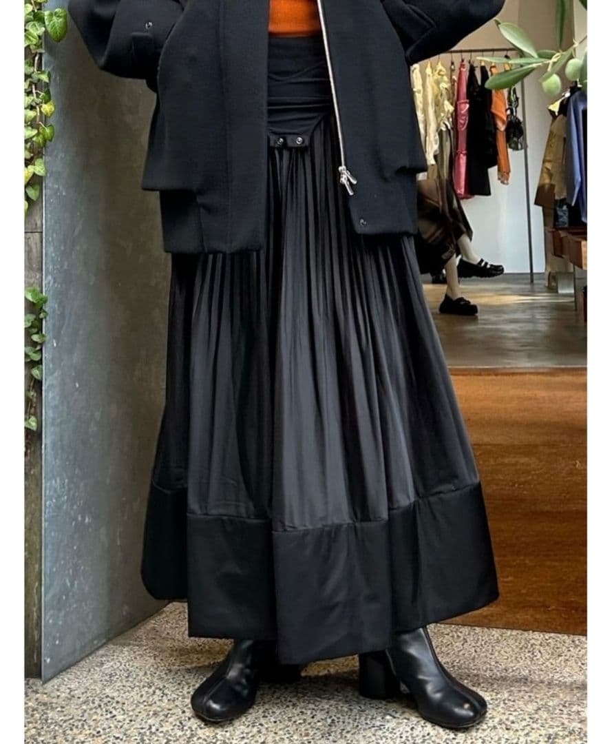 美品ENFOLD エンフォルドVOLUME SKIRT38プリーツサテンスカート