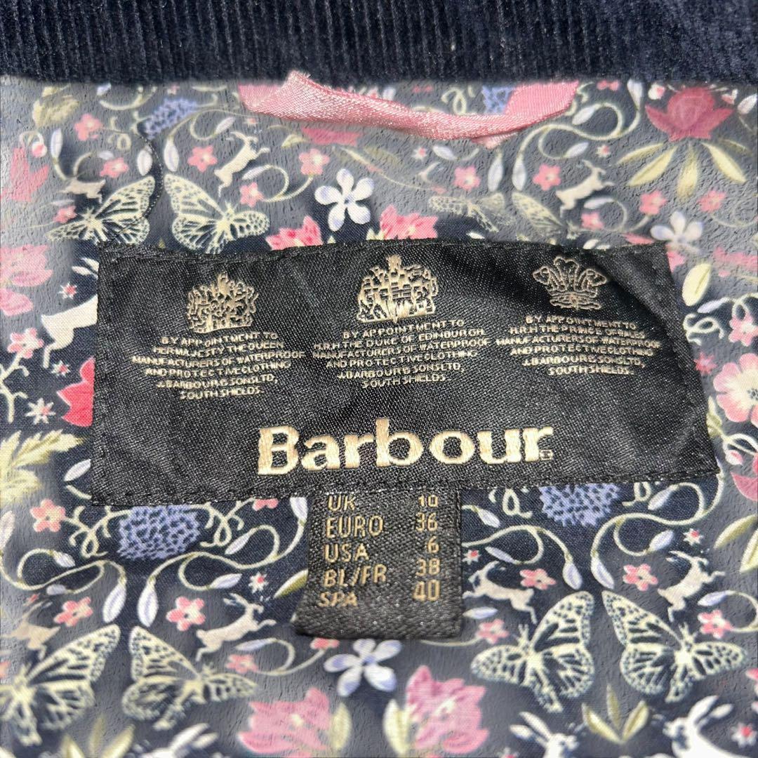 [希少]BARBOUR 花柄 オイルドジャケット ユニセックス 刺繍ロゴグランジ
