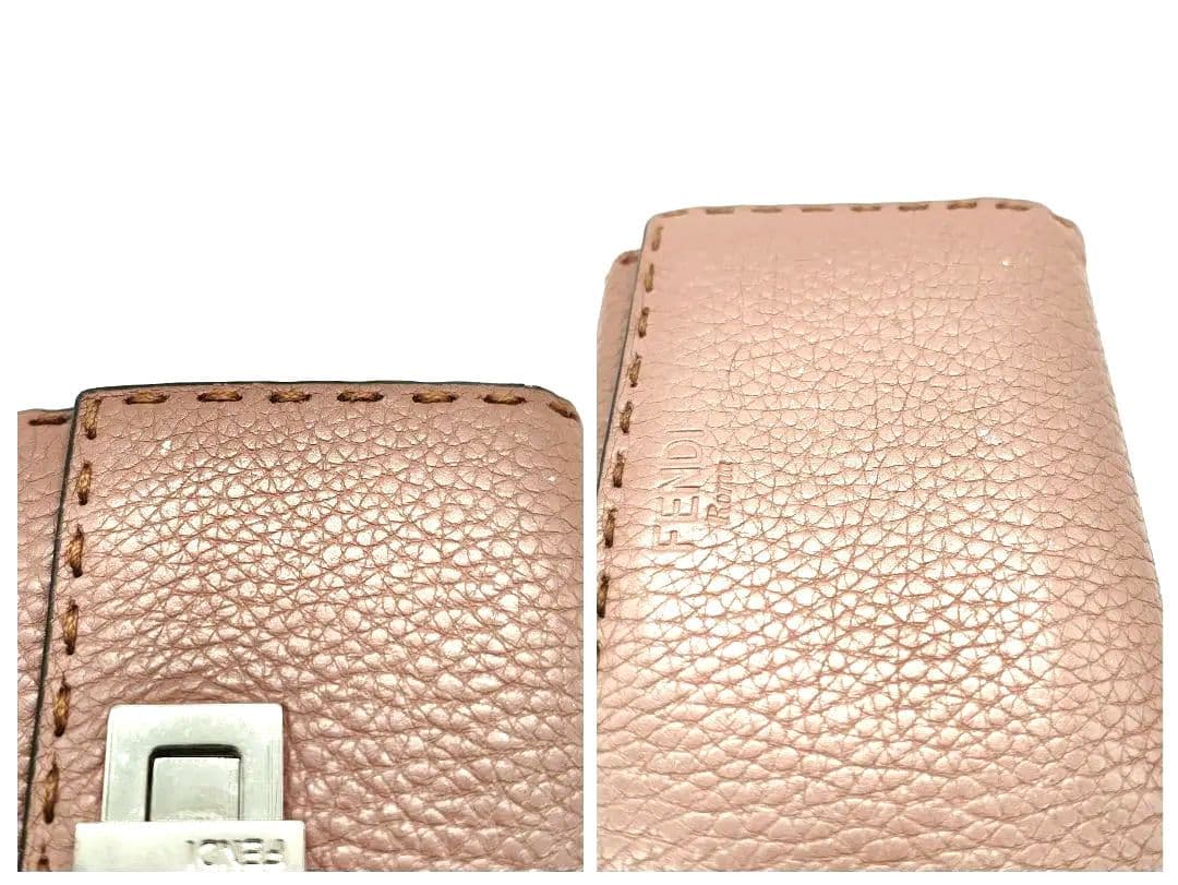 FENDI ピンク 二つ折り財布 ピーカブー レザー フェンディ