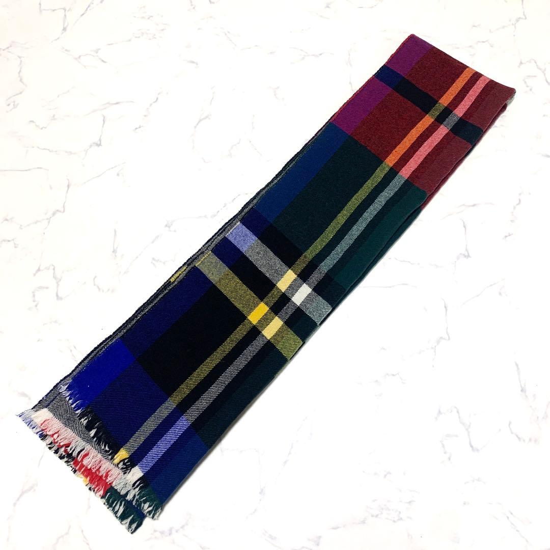 【美品　カシミヤ混】ジョンストンズオブエルガン　ダブルフェイス大判ストール