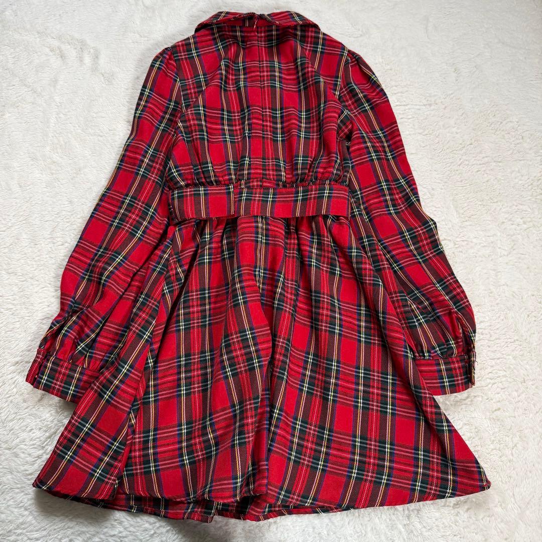 【美品】Ank Rouge パイピングチェックワンピース 赤 レッド M