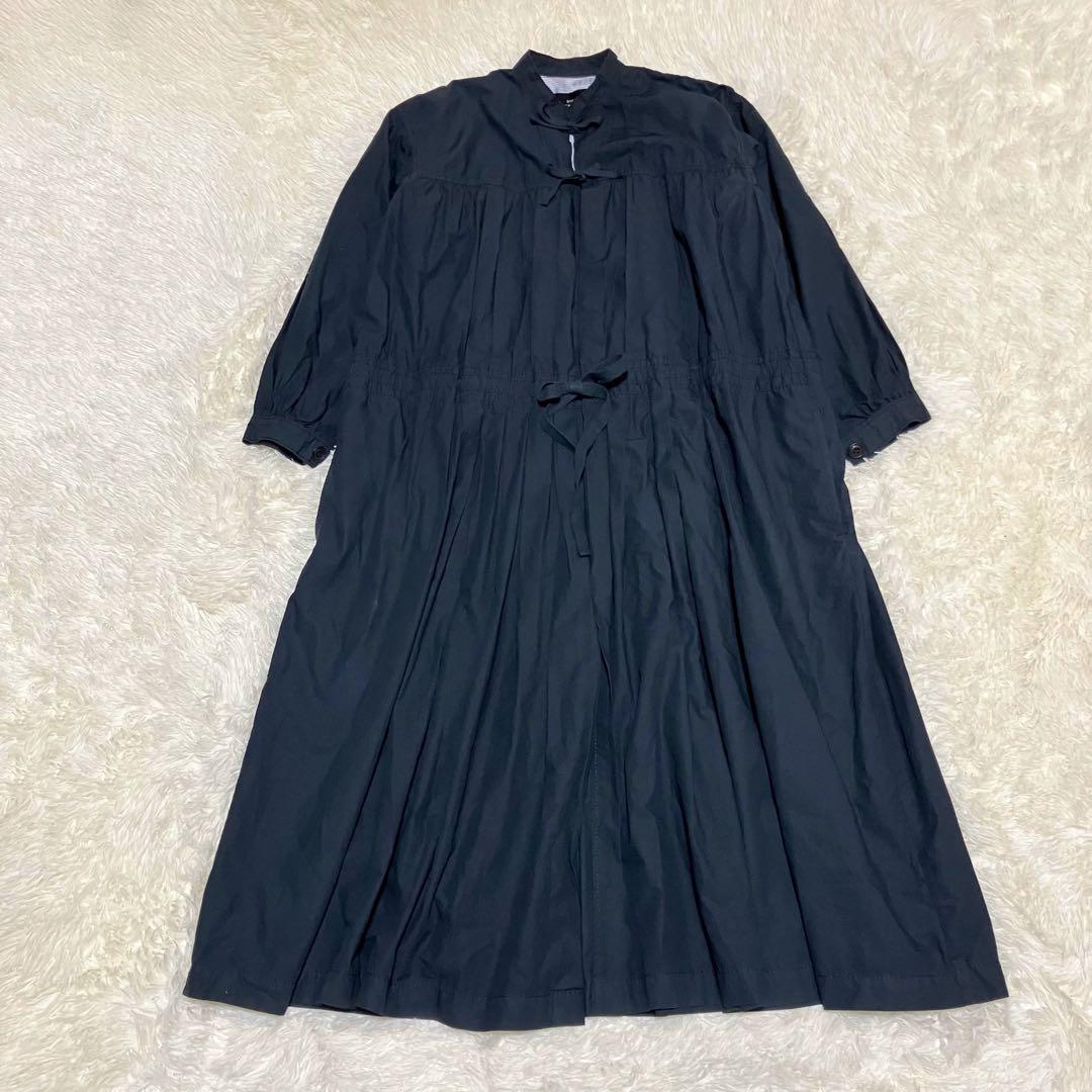 美品 トリココムデギャルソン 19SS ワンピースコート リボン ネイビー