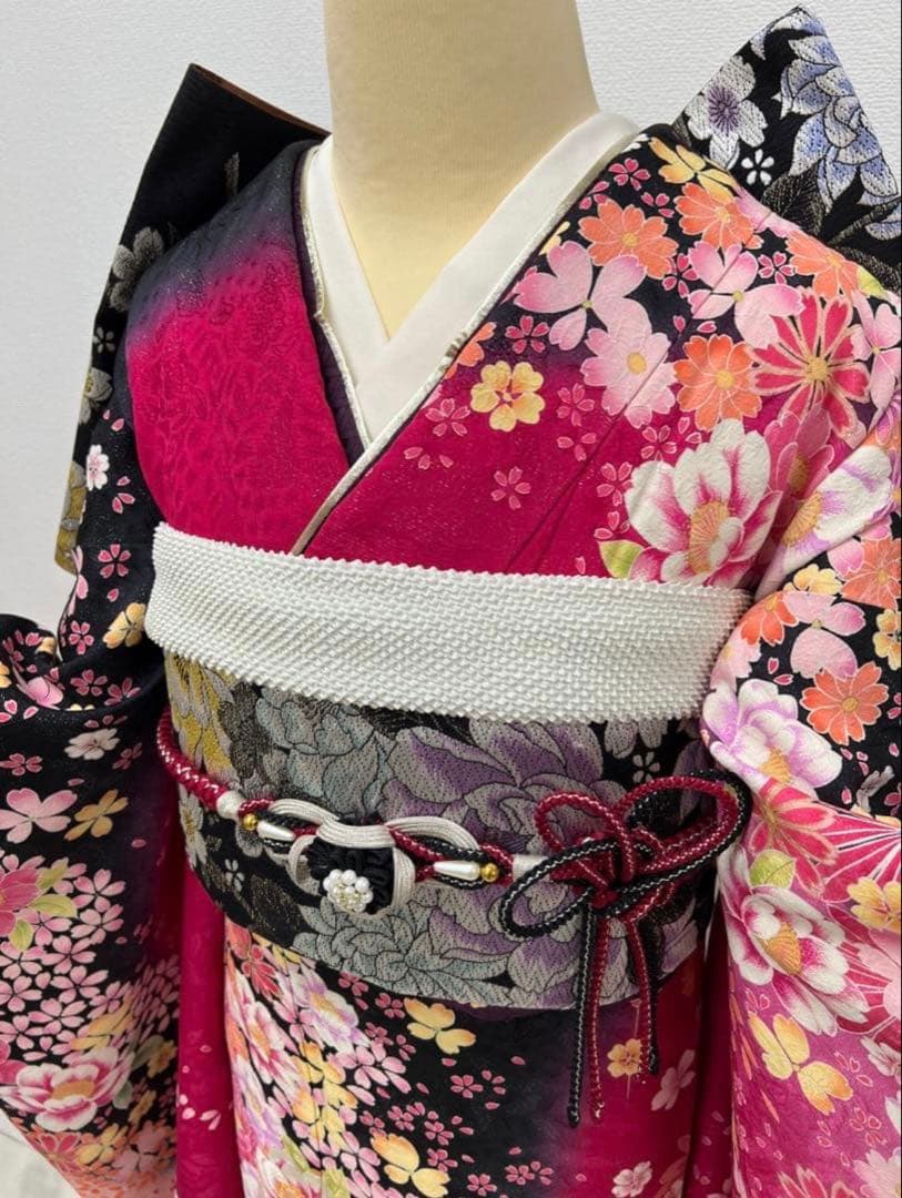 ショール付　振り袖　フルセット　別誂長襦袢　金彩　刺繍　銀通し　長尺袋帯　793