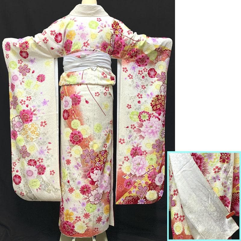 【破格セール！】603z15⑥〇振袖 銀通し 花〇美品 成人式 結婚式 十三参り