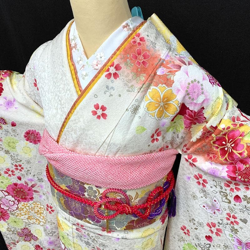 【破格セール！】603z15⑥〇振袖 銀通し 花〇美品 成人式 結婚式 十三参り