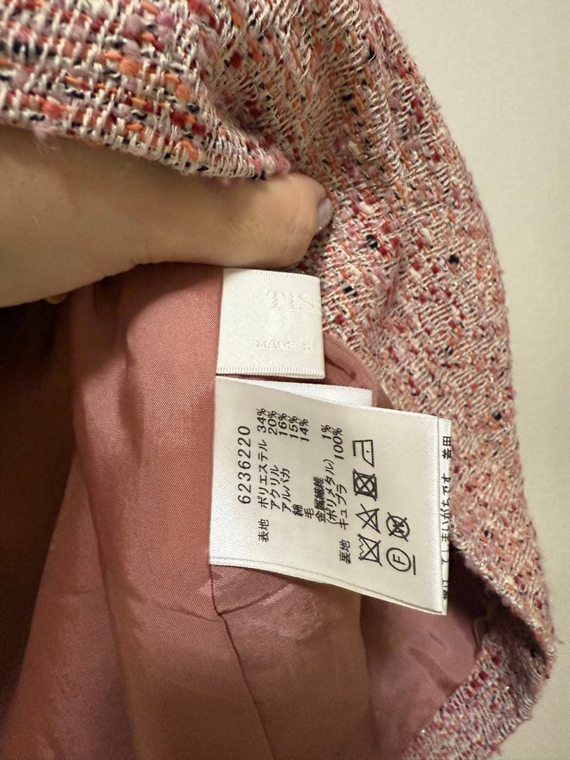 美品✨ルネ【René】高級TISSUE製 ツイードワンピース ブローチ付き 38