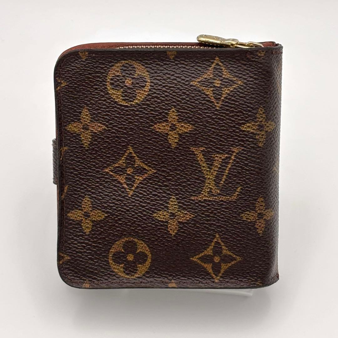 ルイヴィトン モノグラム コンパクトジップ　ミニ　 二つ折り財布　正規品