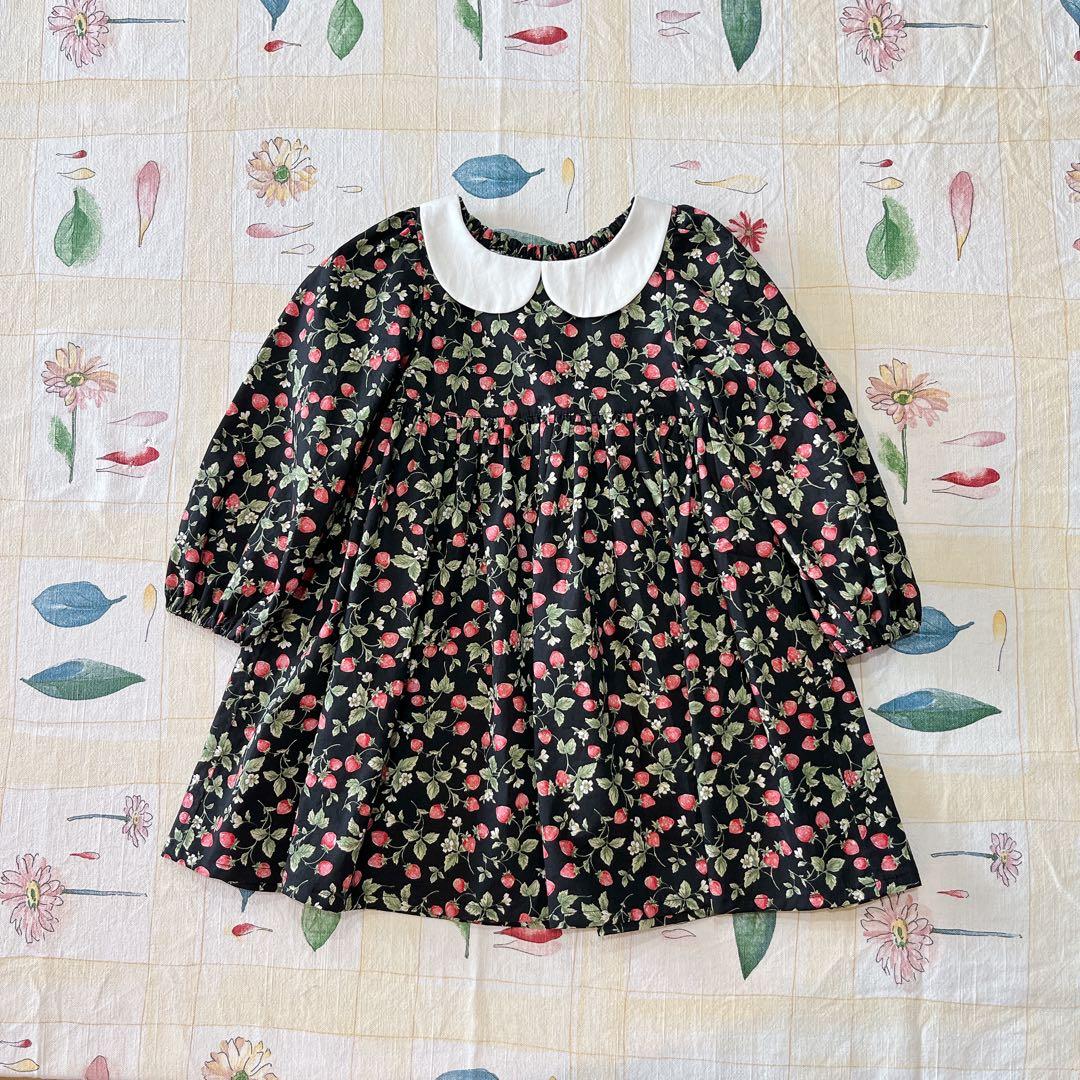 丸えりワンピース　長そで　90サイズ　ハンドメイド