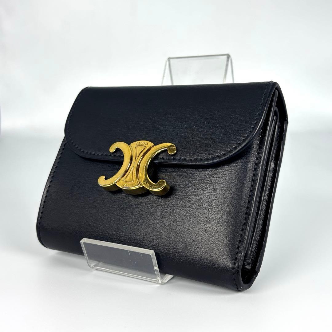 CELINE セリーヌ　トリオンフ　カーフスキン　三つ折り　財布　ミニ財布