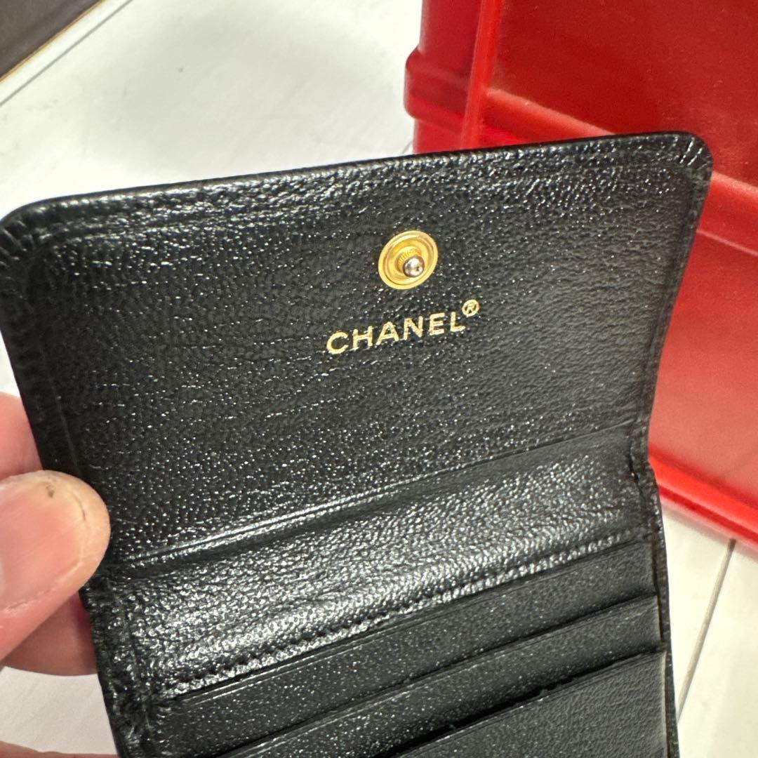 正規品　CHANELココマーク二つ折り財布ブラック