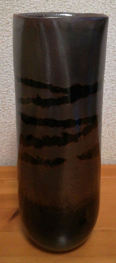 藤井朱明作　天目　白老　花入　共箱　花瓶
