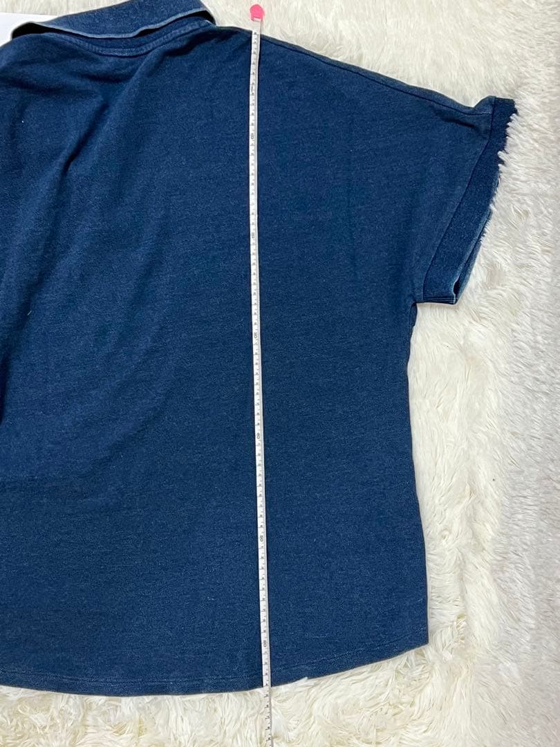 新品ラコステ　インディゴスキッパーネックポロシャツ　XL