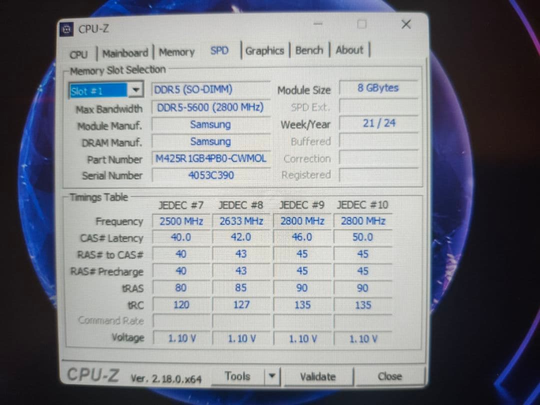 Samsung DDR5 16GB SO-DIMM メモリ