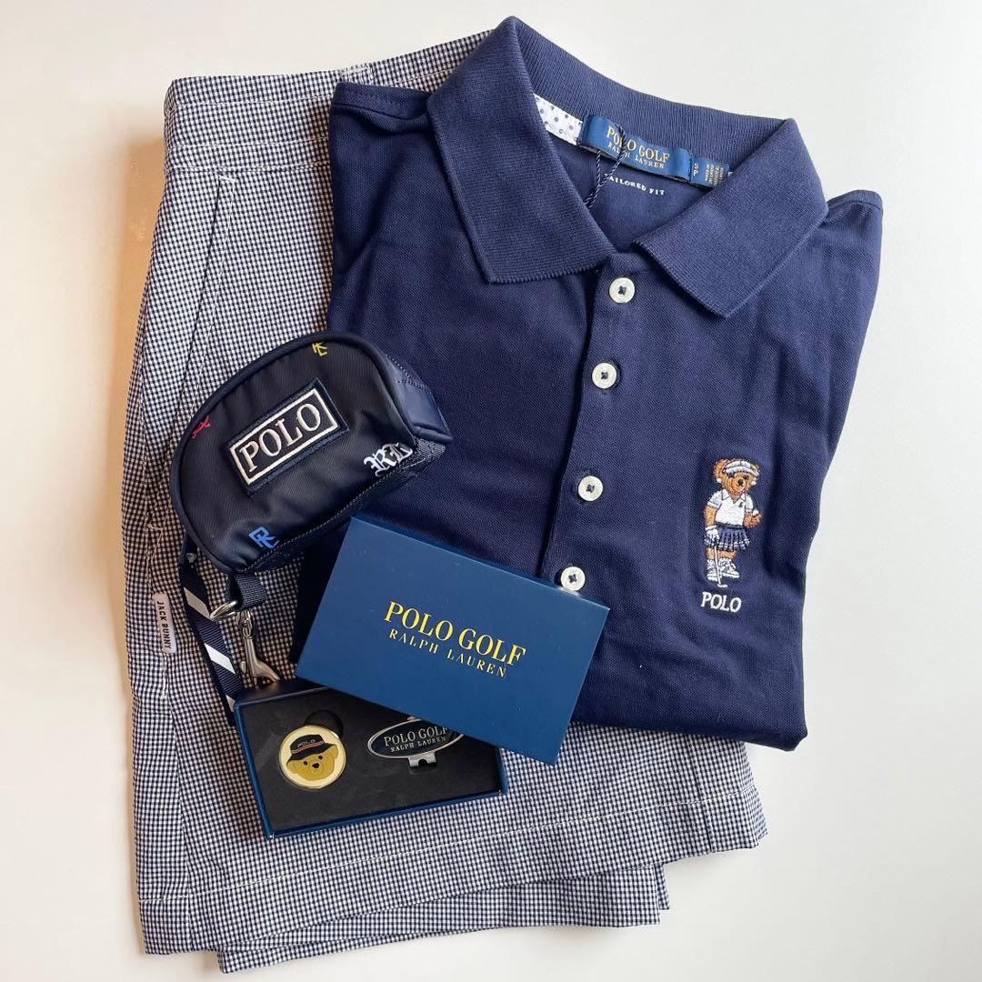 POLO ネイビー ゴルフ ベア ポロシャツ S