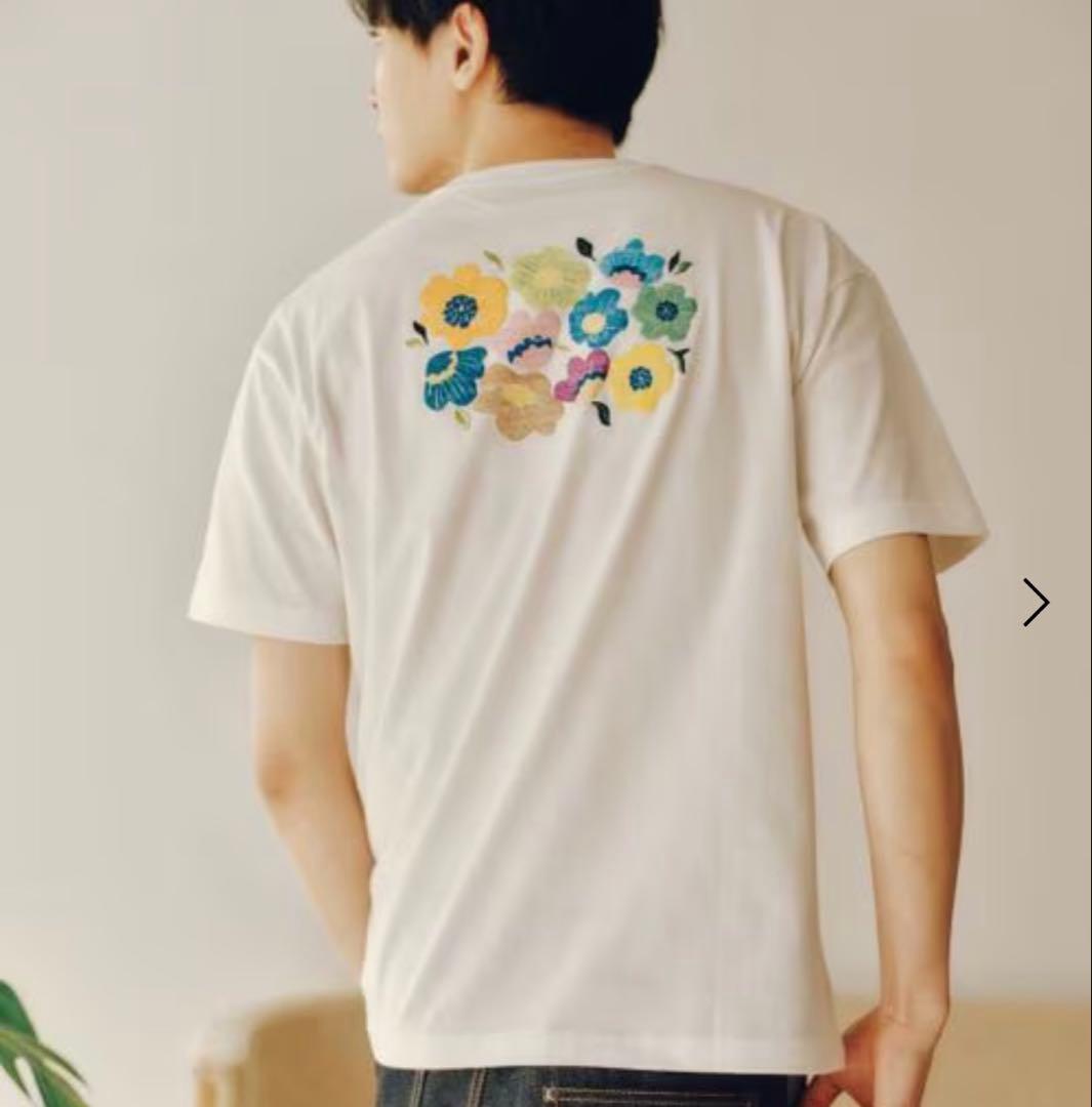L 白 ボーイフレンド ニコアンド コラボ Tシャツ