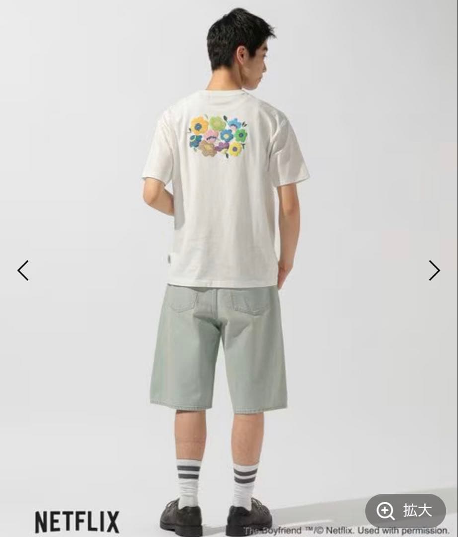 L 白 ボーイフレンド ニコアンド コラボ Tシャツ