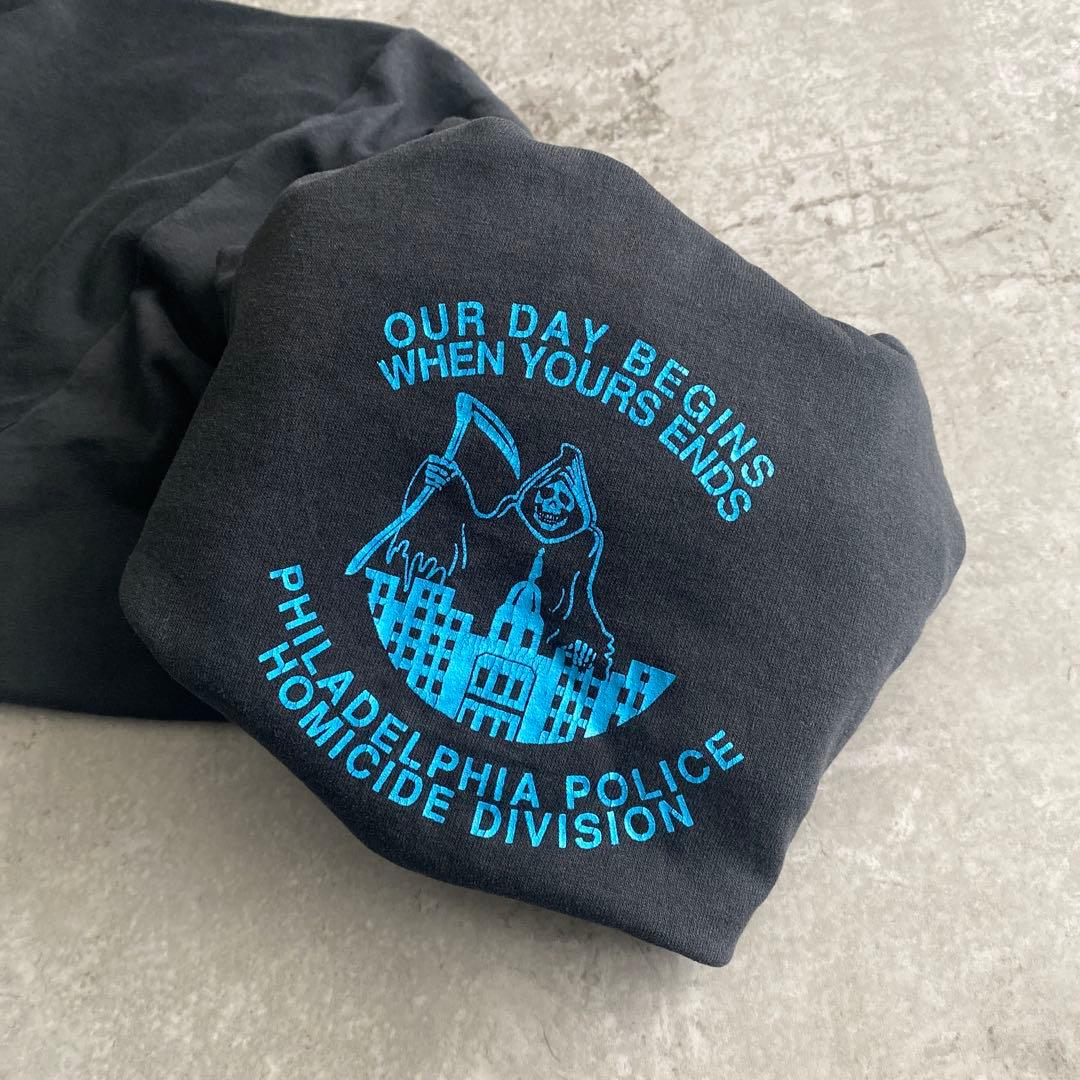 貴重 80s フィラデルフィア警察 殺人課 Tシャツ USA製 黒 ブラック L