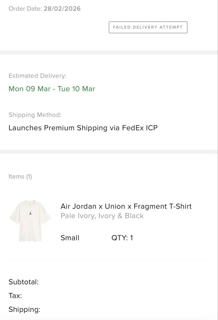 tomtomUNION Fragment Jordan Tシャツ Sサイズ