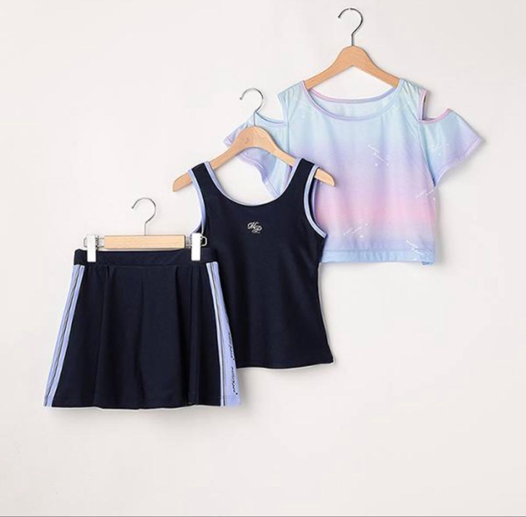 メゾピアノ　水着4点セット スクール対応スイムウェア&ラッシュガード Tシャツ付