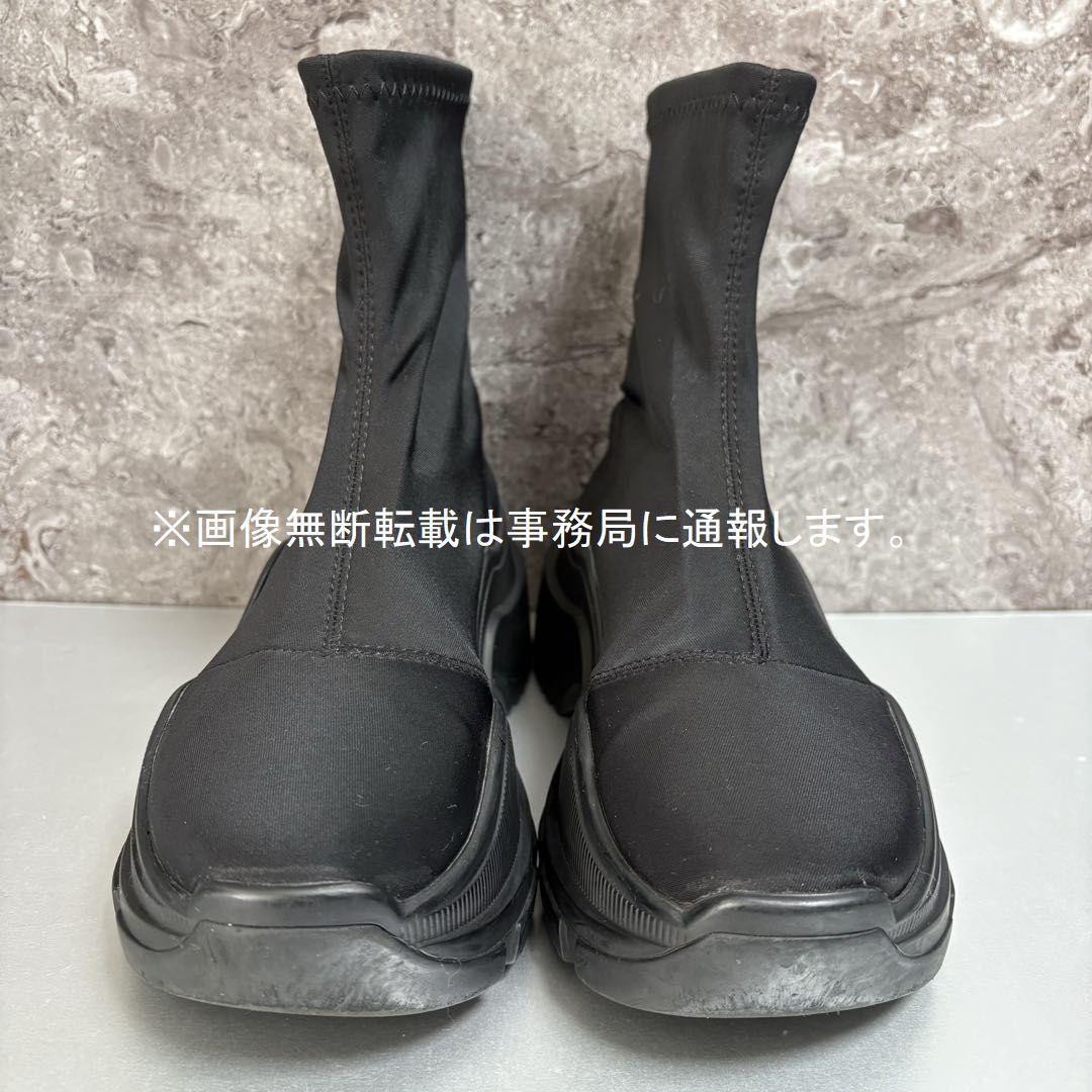 靴 YELLO TOKYO BLACK SINGLE SNEAKER BOOTS