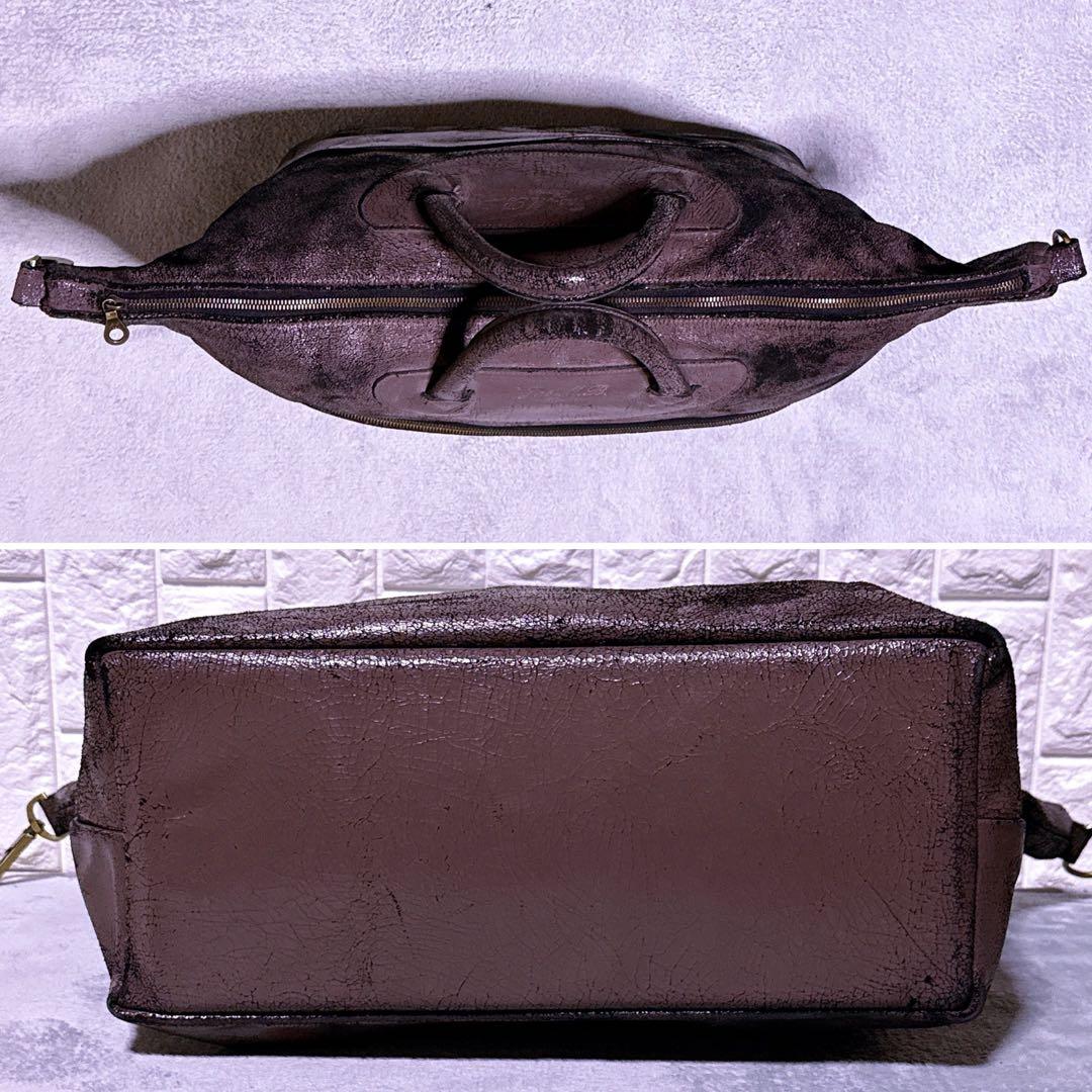 【極美品】ジャスエムビー 3way ボストンバッグ エイジング加工 ゴールド金具
