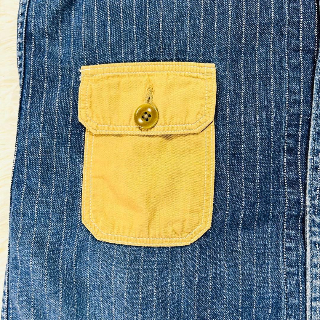 KAPITAL デニム地 ヒッコリー ベスト ストライプ フラップポケット