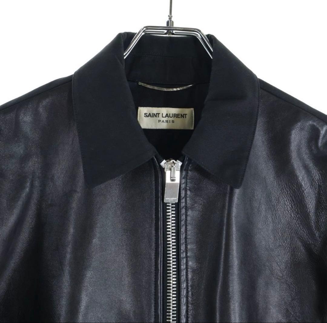 13SS エディ期 レザー切り替えジップアップジャケット サンローラン 44