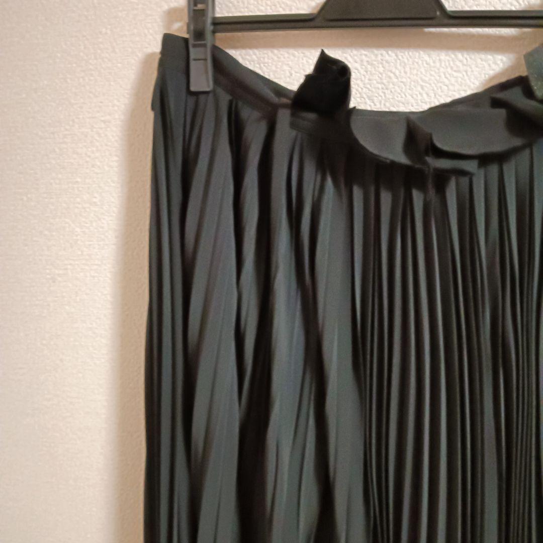 Y's ポリエステルデシン　プリーツ　ラップスカート　コンビ素材　ギャバ