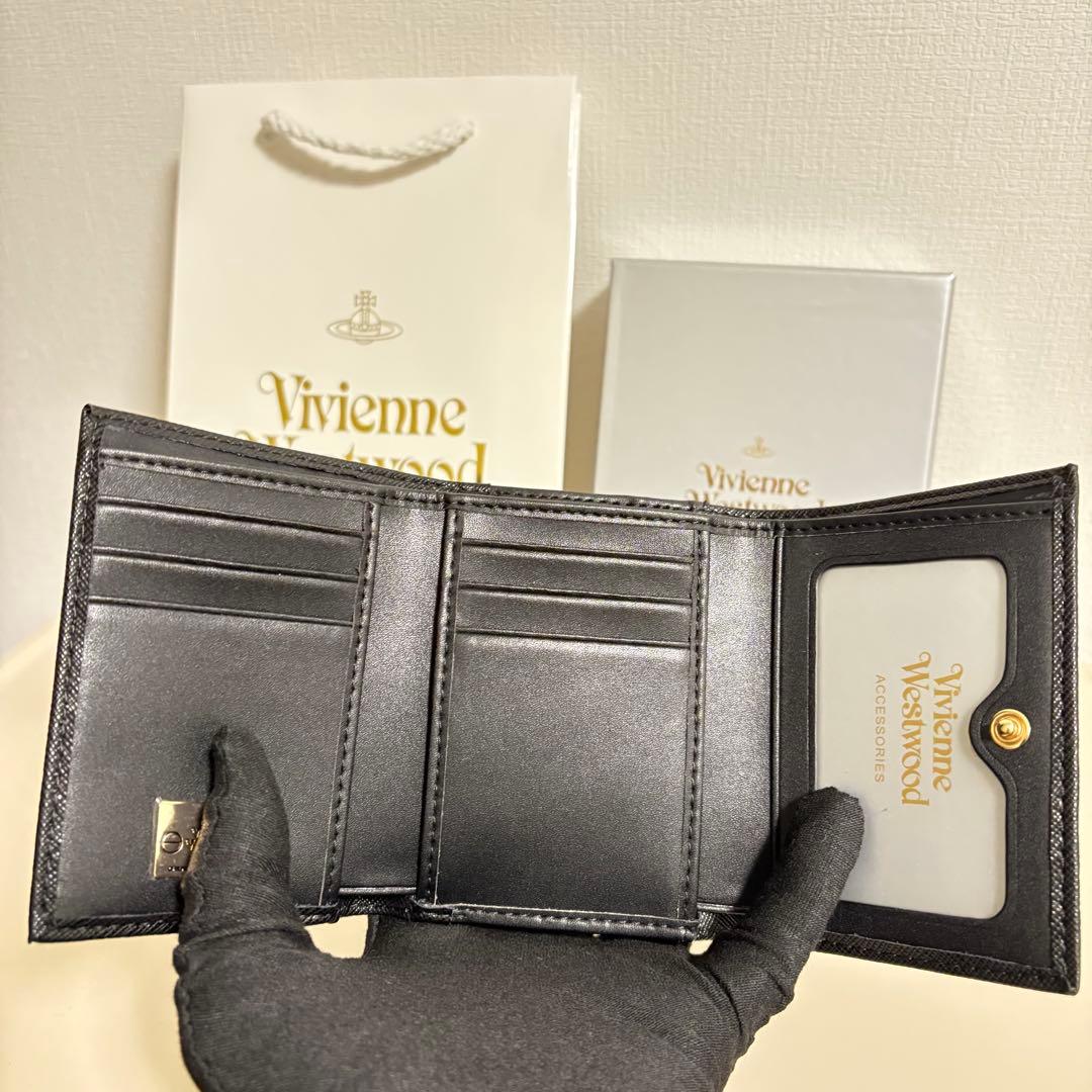 【新品未使用】Vivienne Westwood 財布　ブラック　三つ折り財布