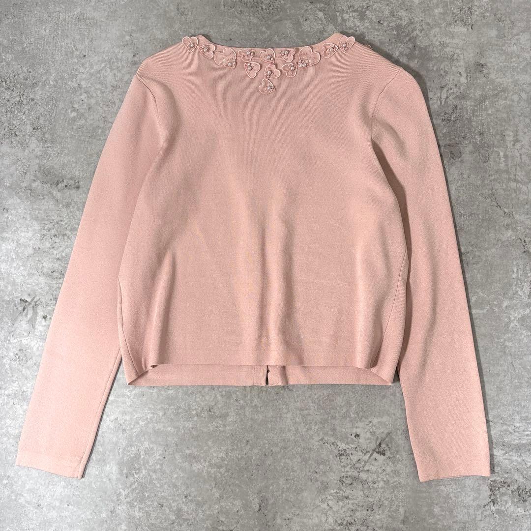 TO BE CHIC トゥービーシック カーディガン ピンク 花モチーフ ビーズ