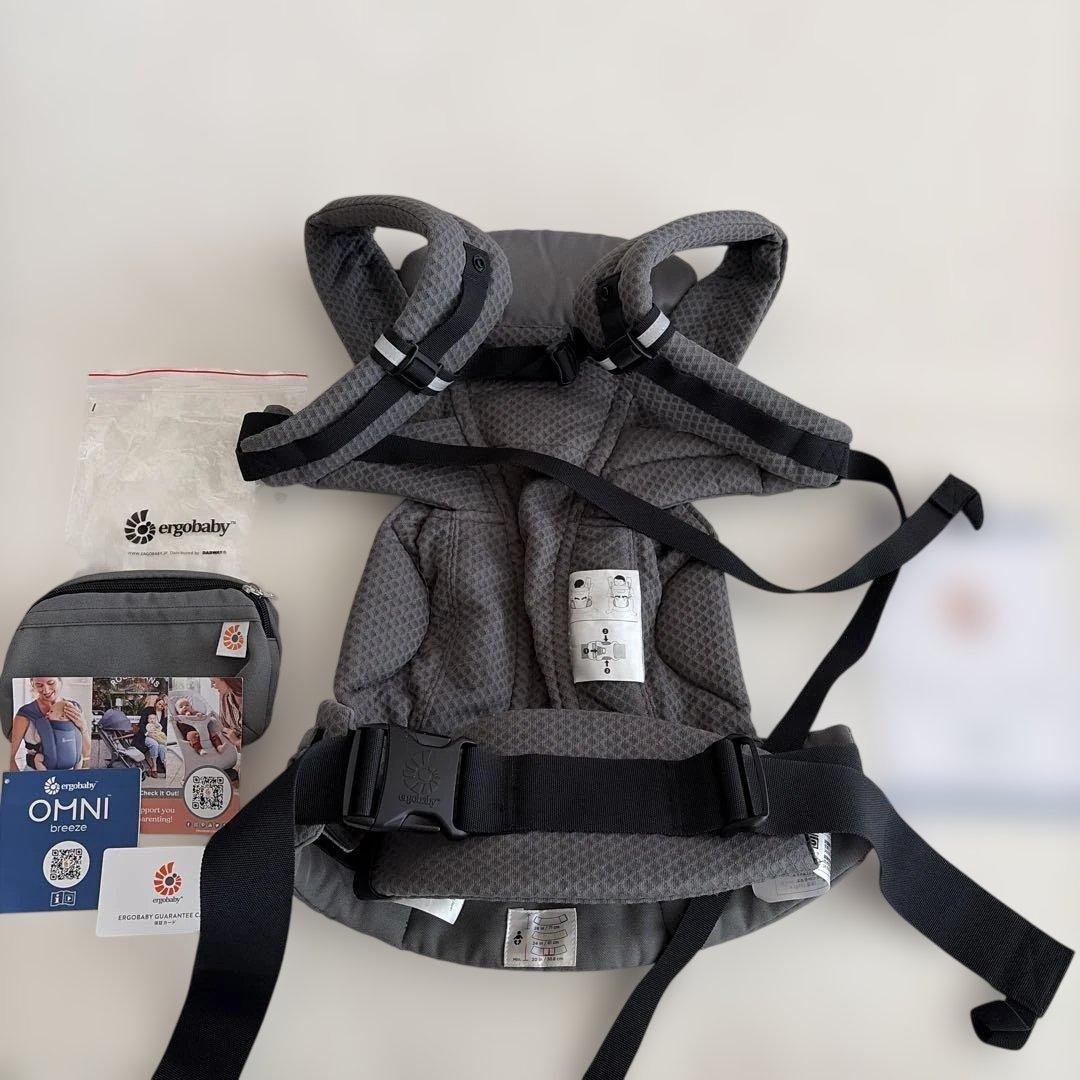 使用回数１回　ergobaby OMNI ブリーズ　抱っこひも グレー　付属品付