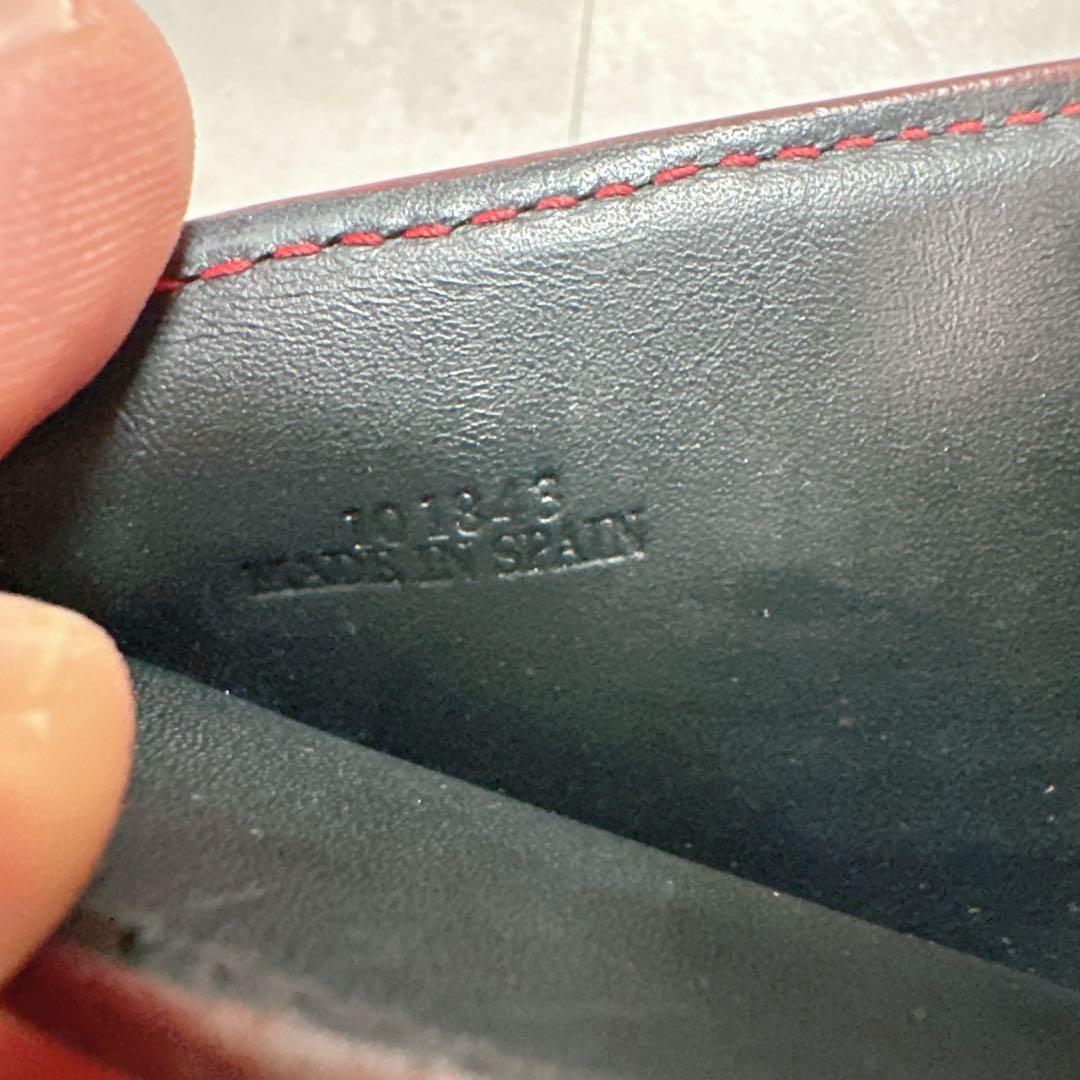 LOEWE ロエベ リネン アナグラム ３つ折り財布 レザー 赤 ウォレット