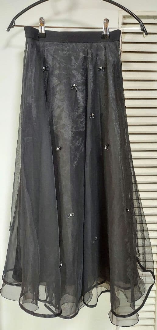 CELFORD ブラック 36 リボンパールチュールスカート