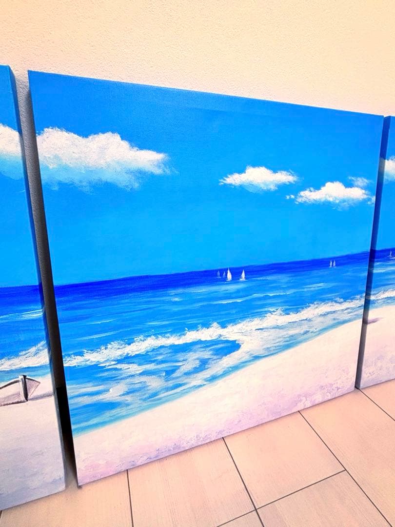 アートパネル　スカイビーチ Mサイズ　絵画　油絵