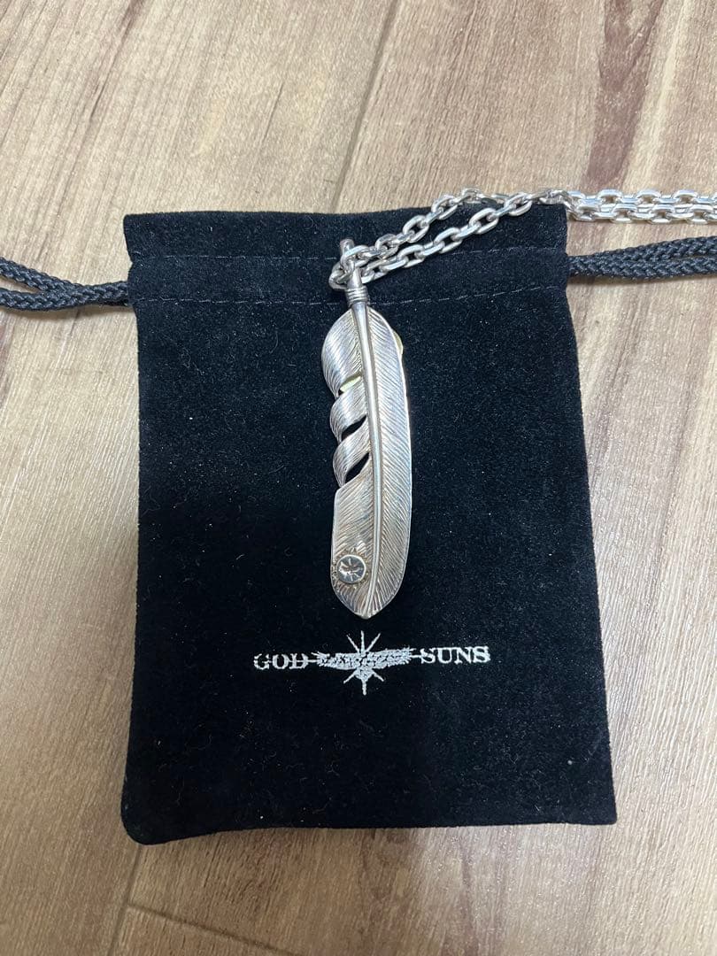 GODSUNS 特大金ハートターコイズフェザーネックレス