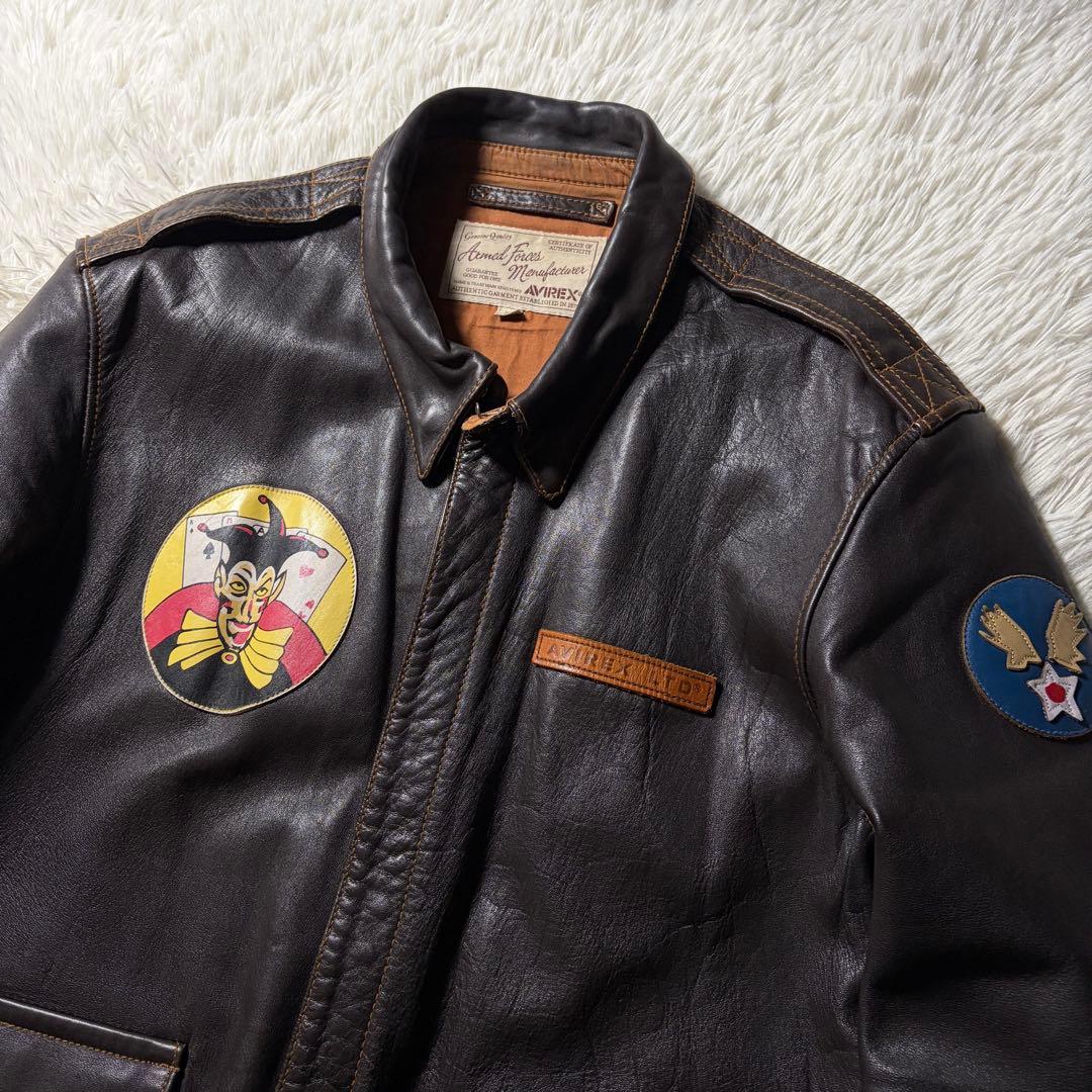 美品■AVIREX フライトジャケット　A-2 馬革　ブラウン　2XL